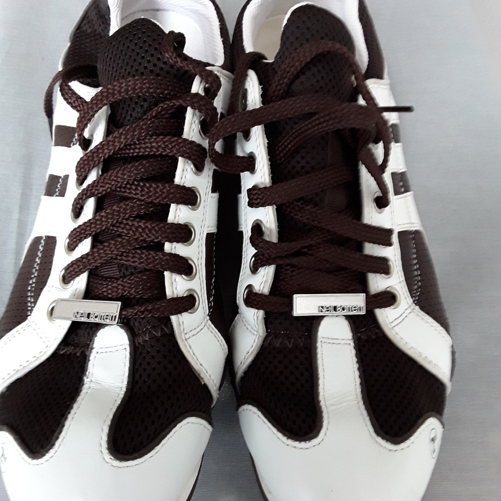 WHITE AND BROWN NEIL BARRETT SNEAKERS